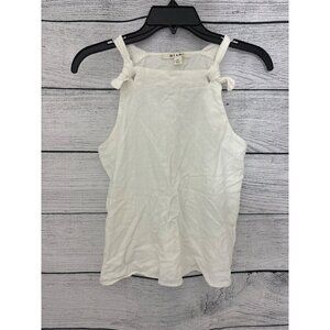 Miami White Linen Knotted Shoulder Tank Top Size M
